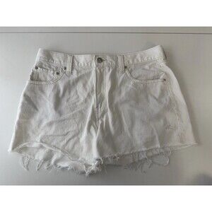 Gap High Rise Stride Shorts Size 10 / 30 White Denim flat front raw hem